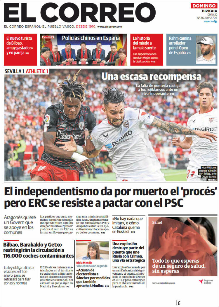 Portada de El Correo (Espa&ntilde;a)
