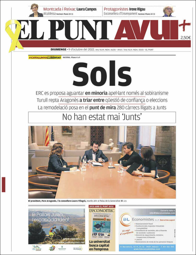Portada de El Punt Avui (Espa&ntilde;a)