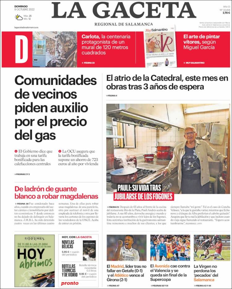 Portada de La Gaceta de Salamanca (Espa&ntilde;a)