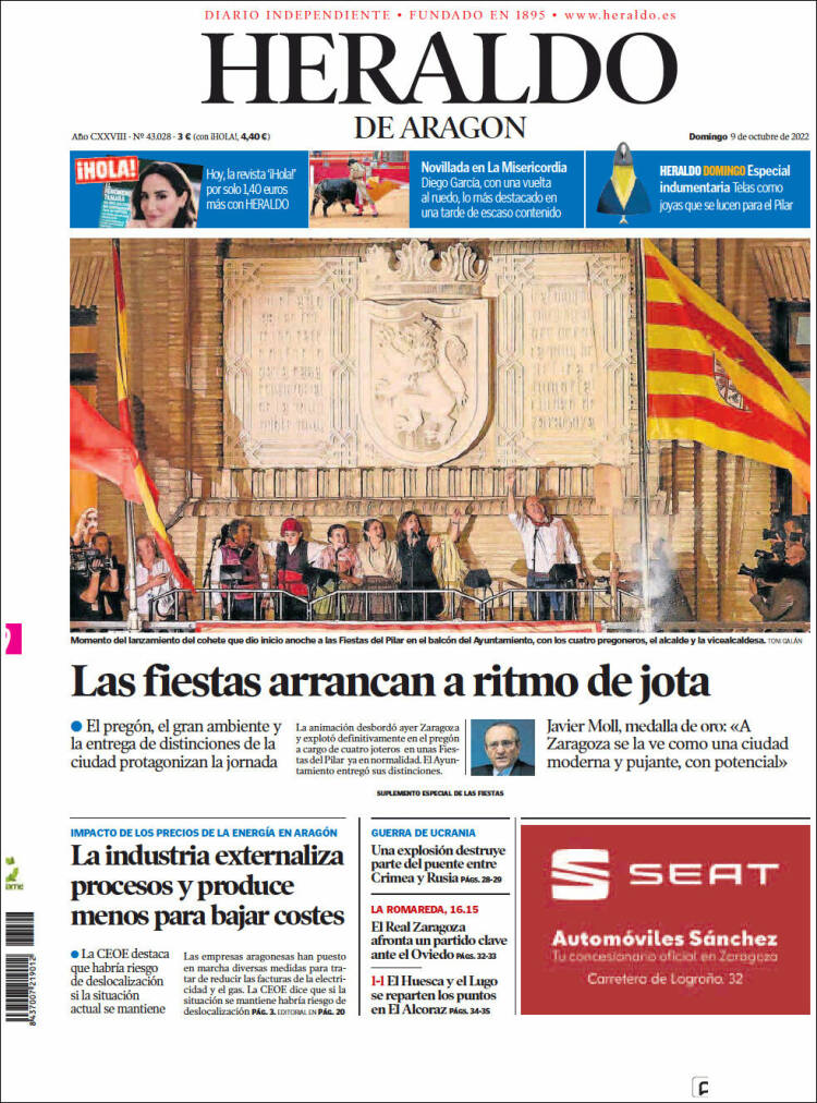 Portada de Heraldo de Aragón (Espa&ntilde;a)