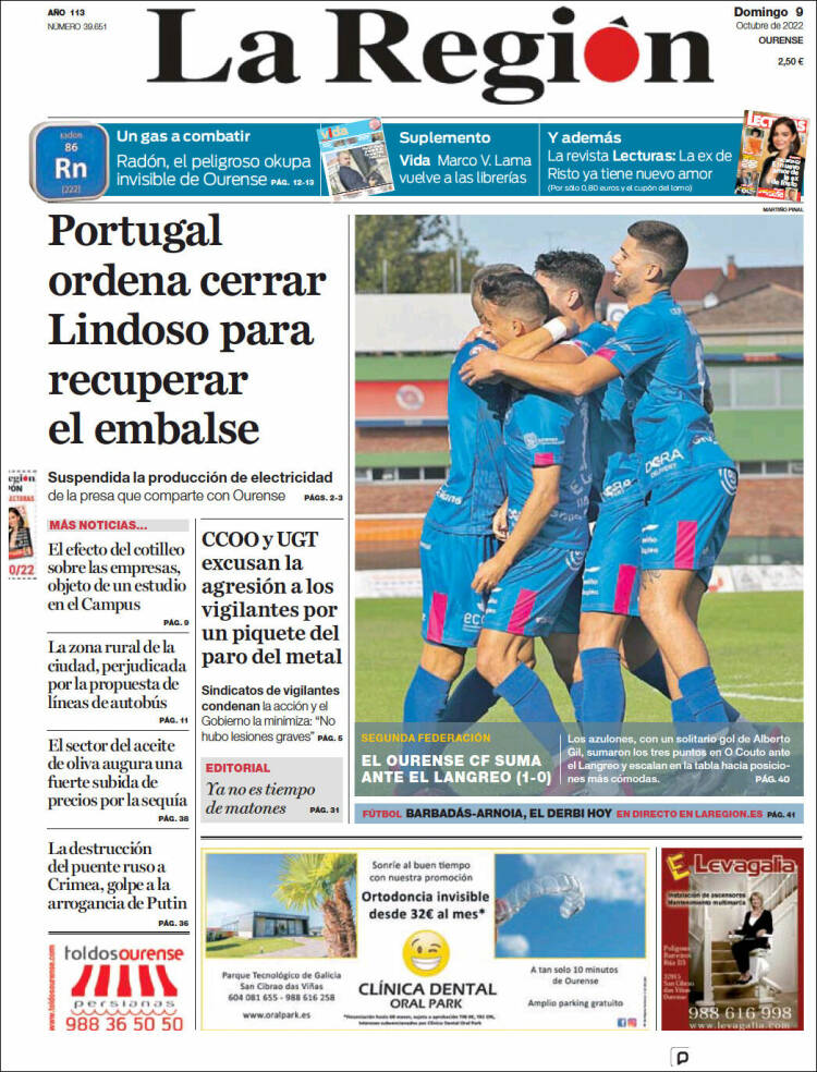 Portada de La Región de Ourense (Espa&ntilde;a)