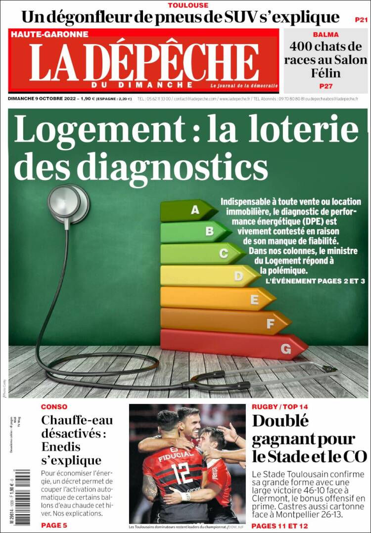 Portada de La Dépêche du Midi (Francia)