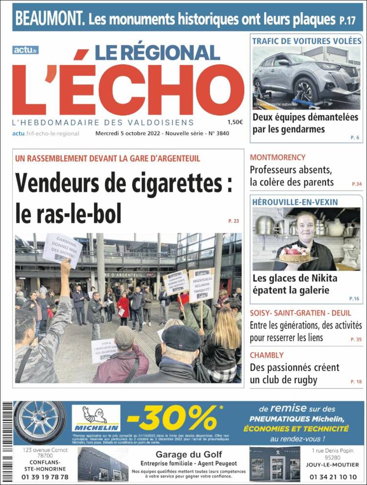 Portada de L'Echo de la Haute-Vienne (Francia)