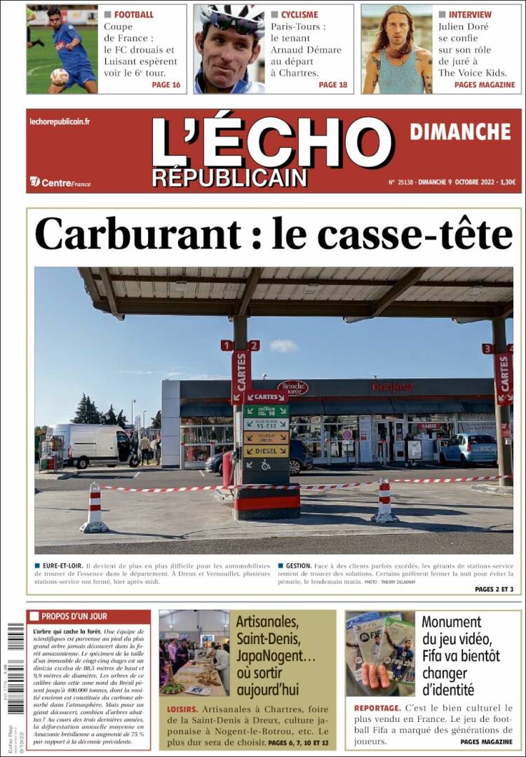 Portada de L'Echo Républicain (Francia)