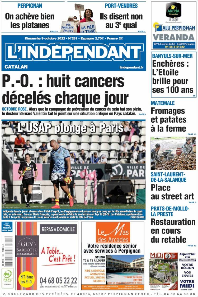 Portada de Le Indépendant (Francia)