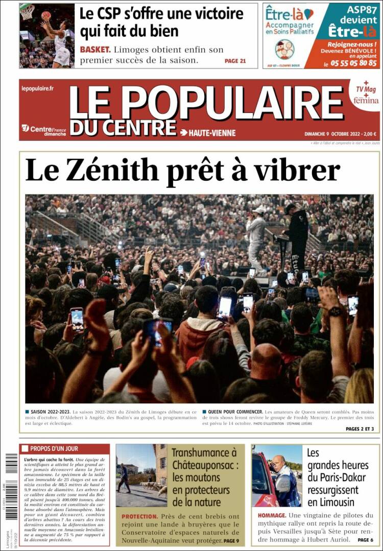 Portada de Le Populaire du Centre (Francia)