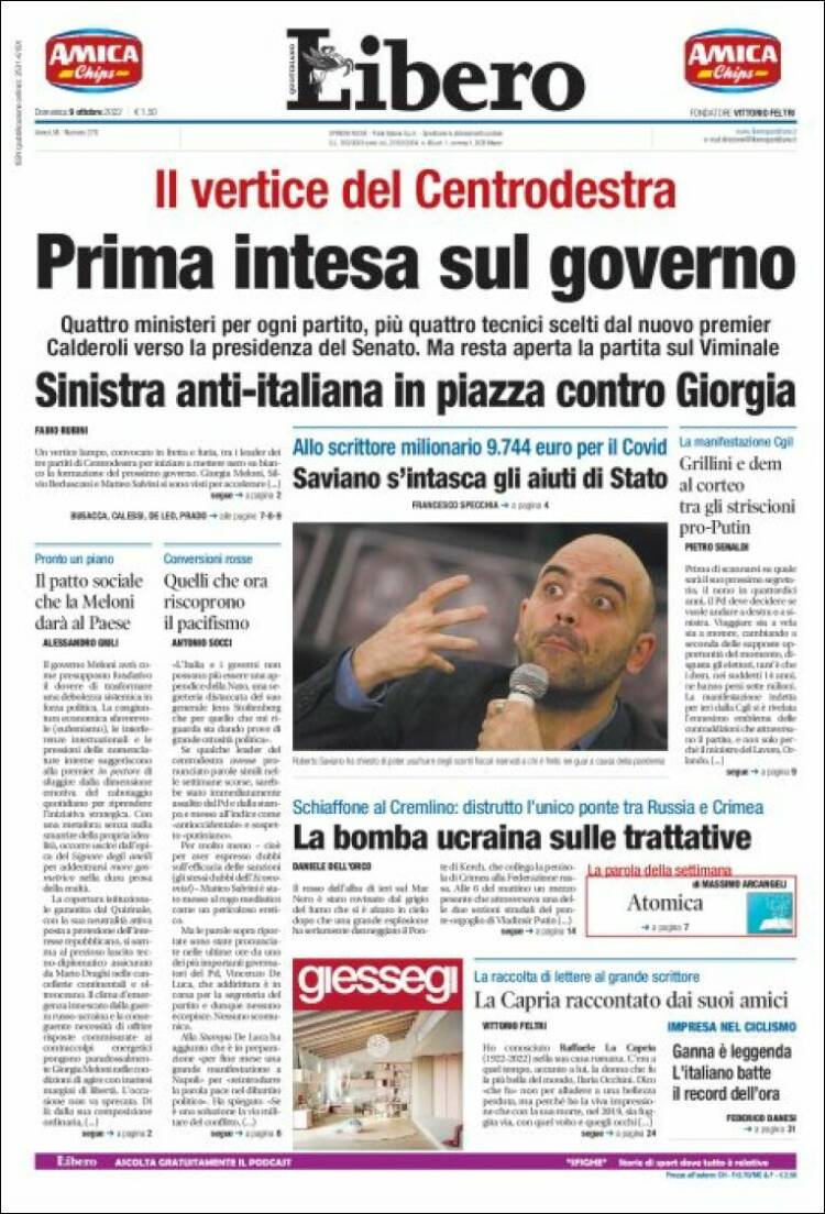 Portada de Libero (Italia)