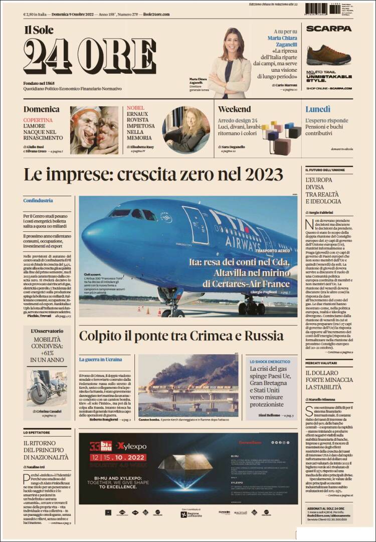 Portada de Il Sole 24 ORE (Italia)