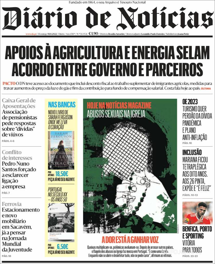 Portada de Diário de Noticias (Portugal)