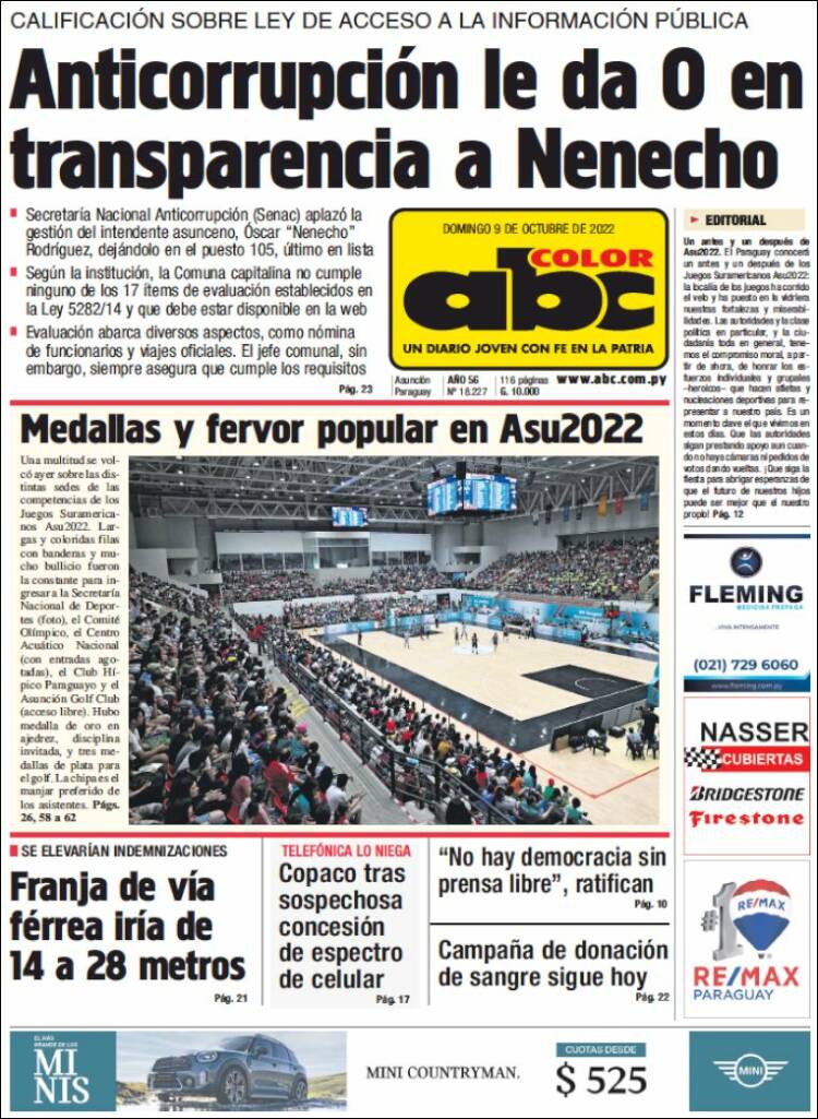 Portada de ABC Color (Paraguay)