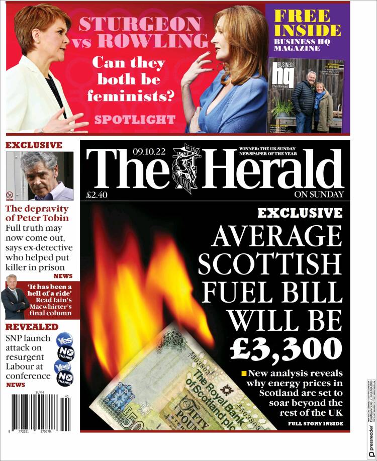 Portada de The Herald (Reino Unido)