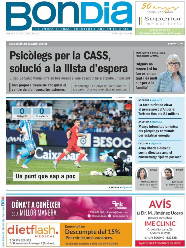 Portada de Diari Bondia (Andorra)