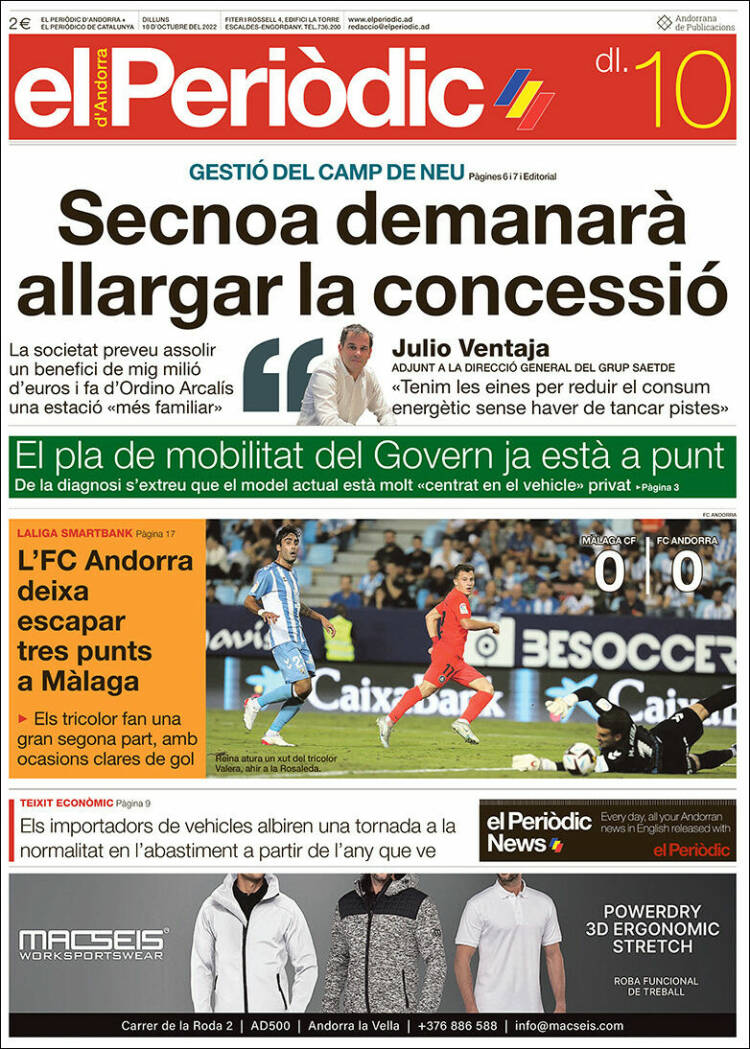 Portada de El Periòdic d'Andorra (Andorra)