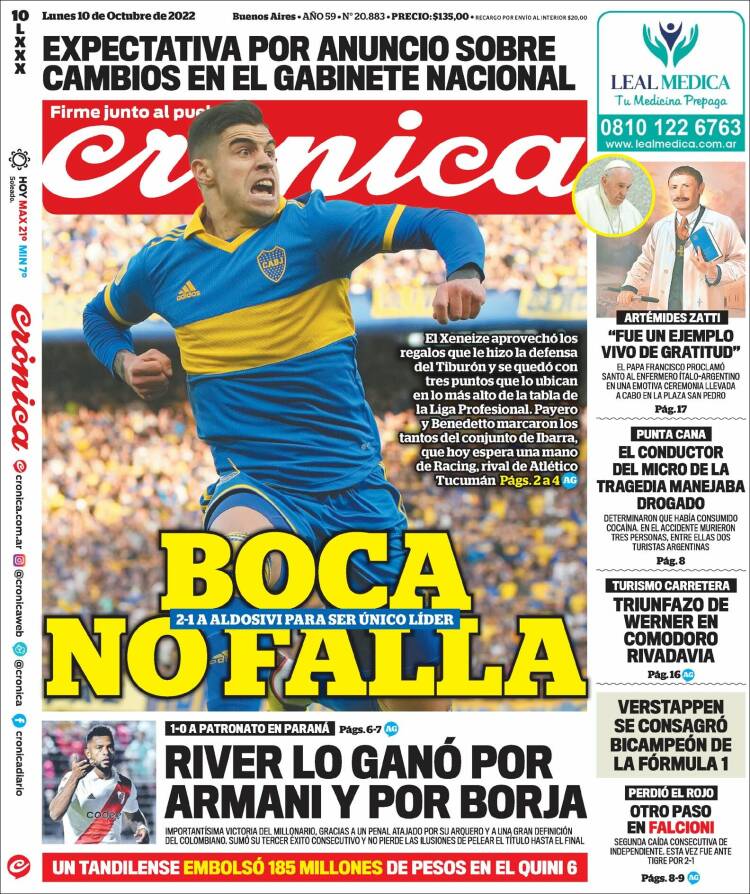 Portada de Crónica (Argentina)