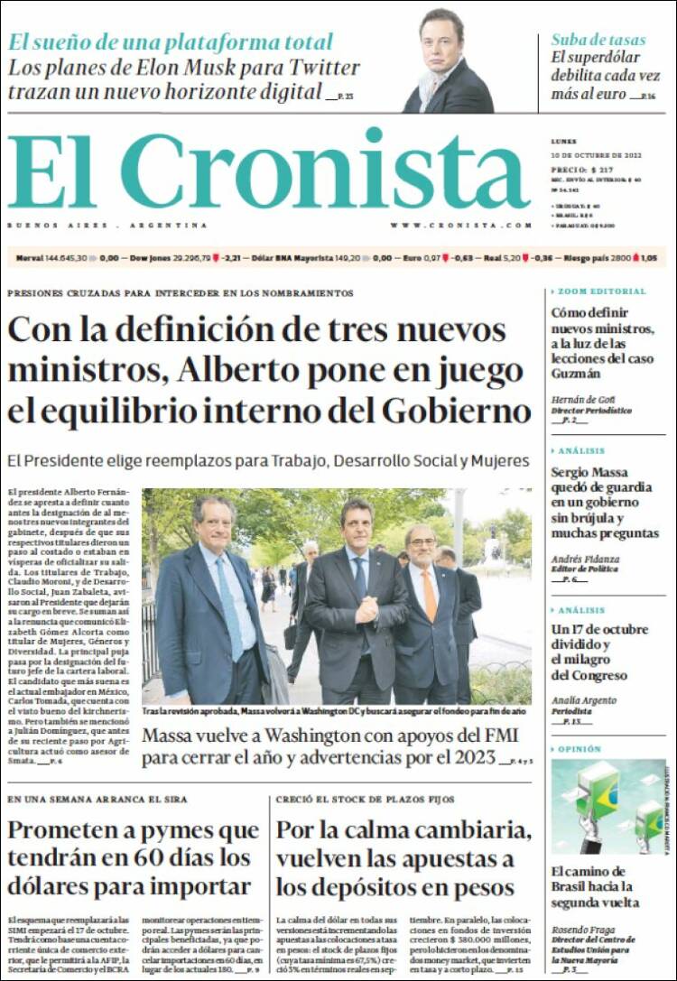 Portada de El Cronista Comercial (Argentina)