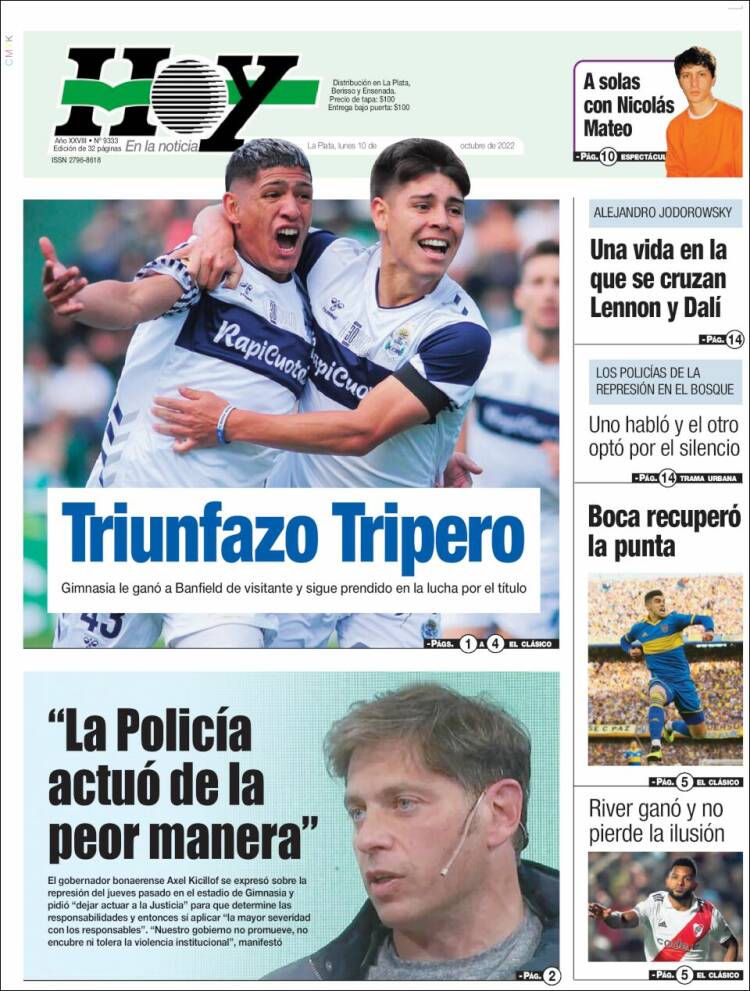 Portada de Diario Hoy (Argentina)
