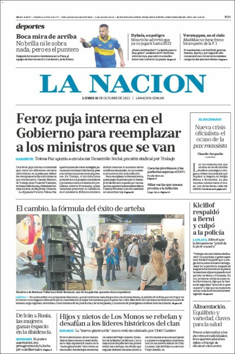 Portada de La Nación (Argentina)