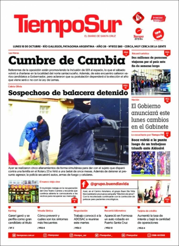 Portada de Tiempo Sur (Argentina)
