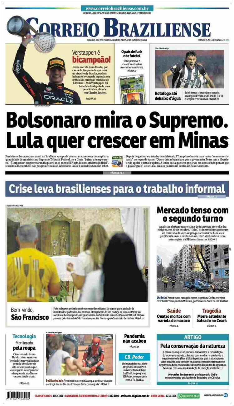 Portada de Correio Braziliense (Brasil)