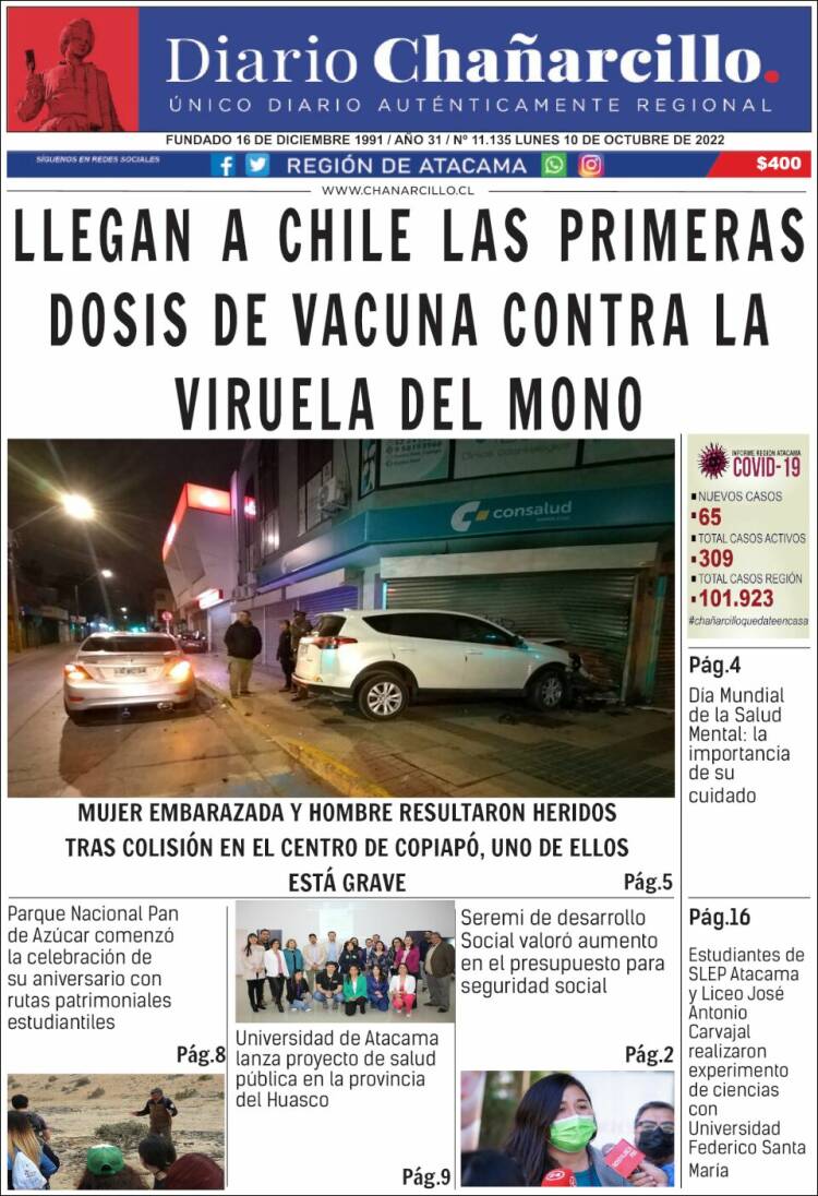 Portada de Diario Chañarcillo (Chile)