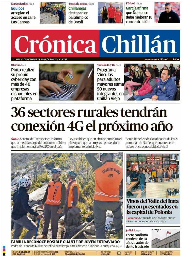 Portada de Crónica Chillán (Chile)