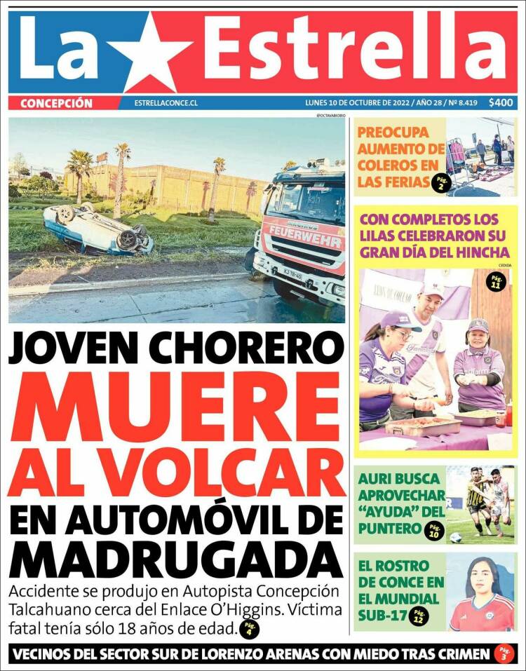 Portada de La Estrella de Concepción (Chile)