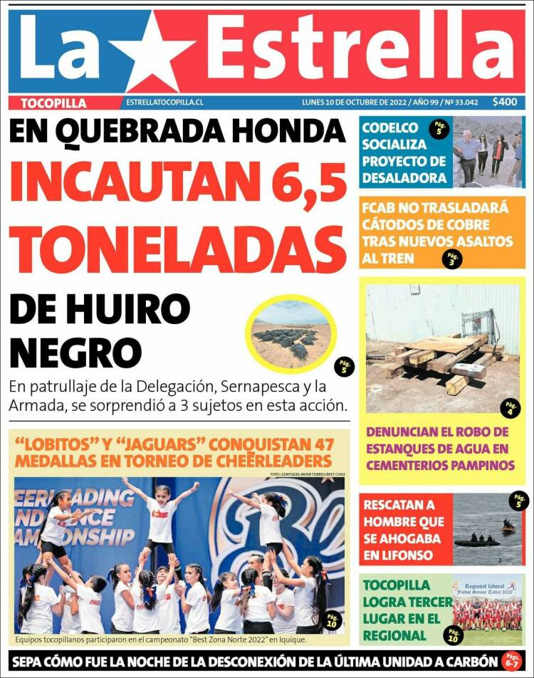 Portada de La Estrella de Tocopilla (Chile)