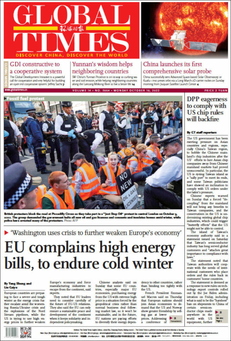 Portada de The Global Times (China)