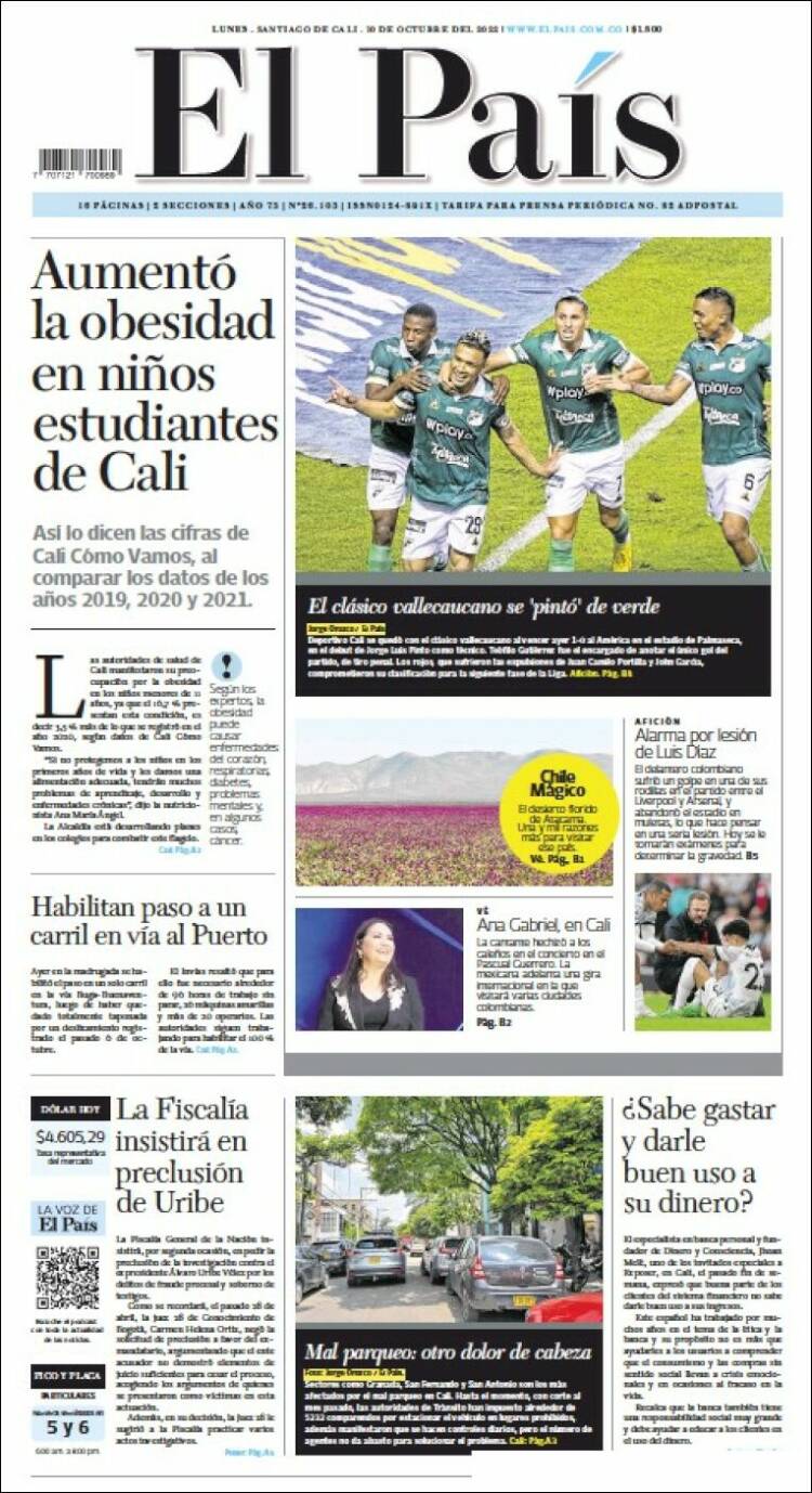 Portada de El País - Cali (Colombia)