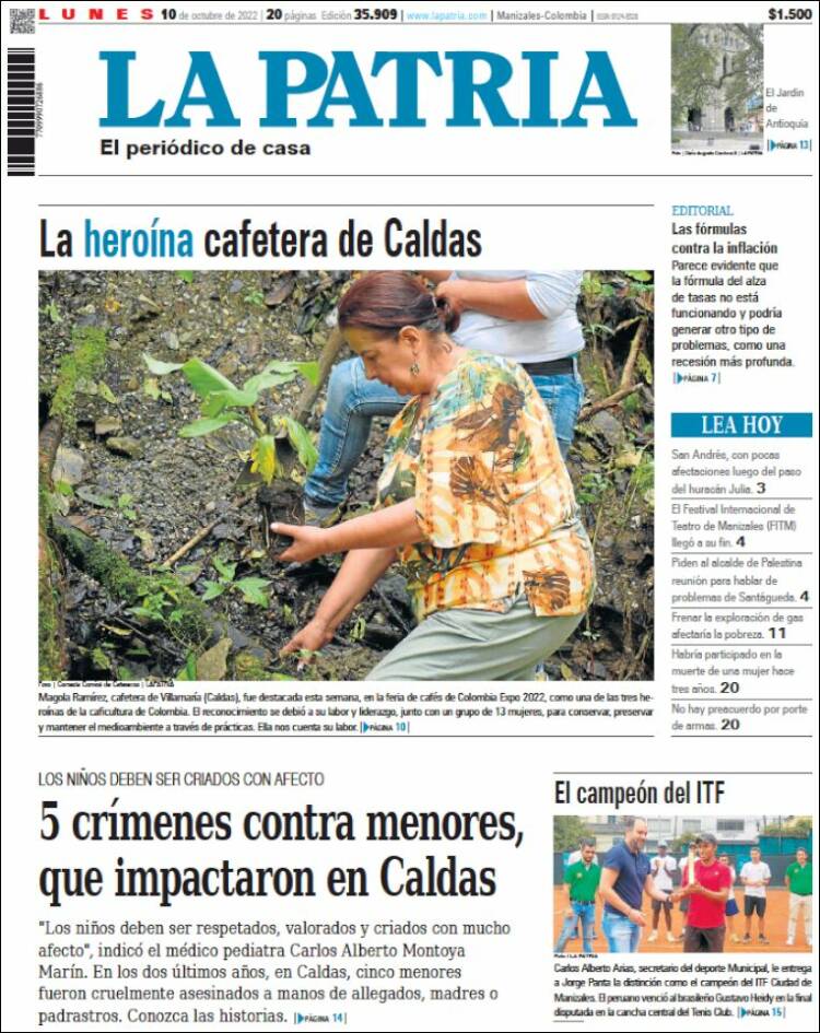 Portada de La Patria (Colombia)