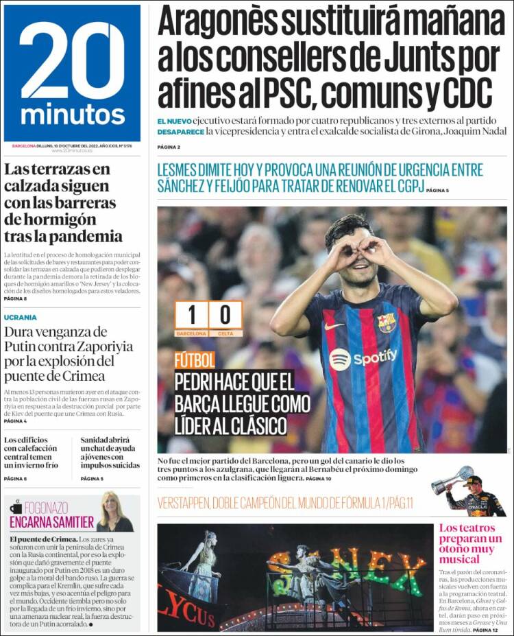 Portada de 20 Minutos - Barcelona (Espa&ntilde;a)