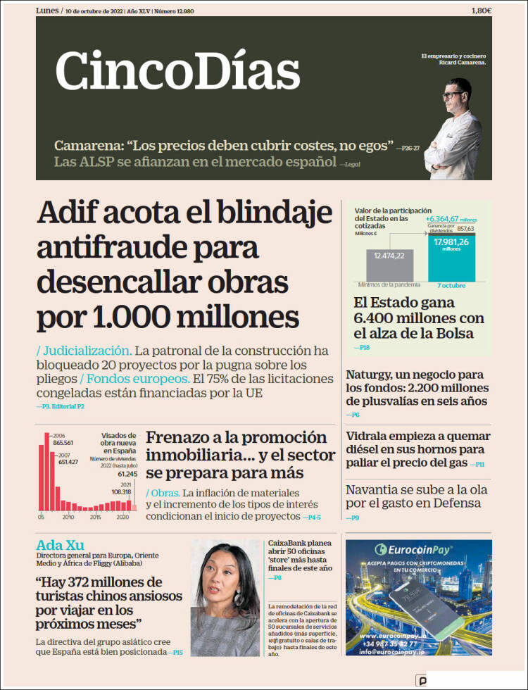 Portada de Cinco Días (Espa&ntilde;a)