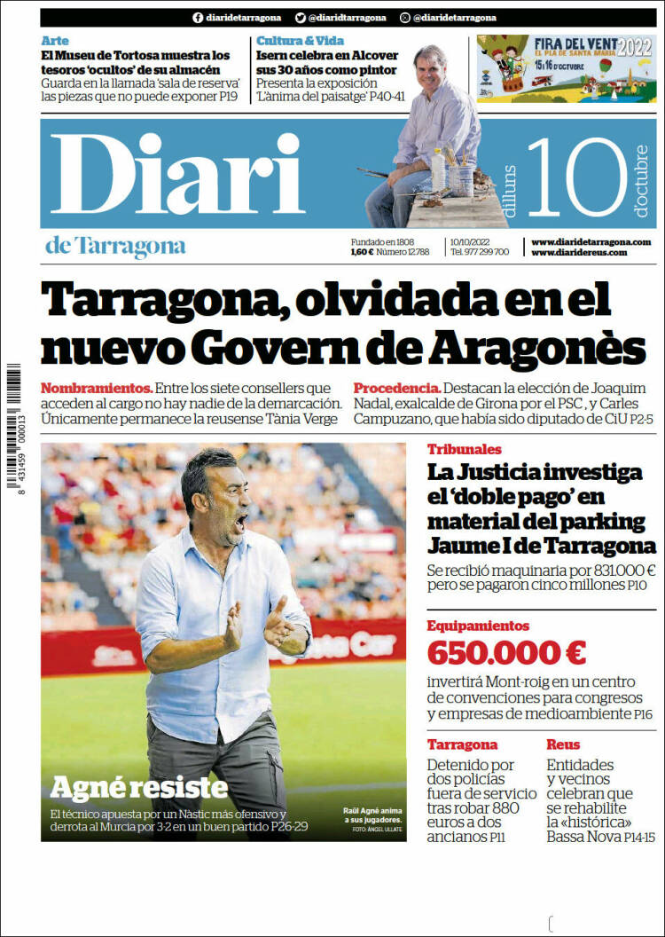 Portada de Diari de Tarragona (Espa&ntilde;a)
