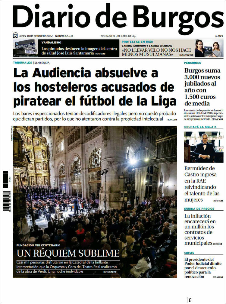 Portada de Diario de Burgos (Espa&ntilde;a)