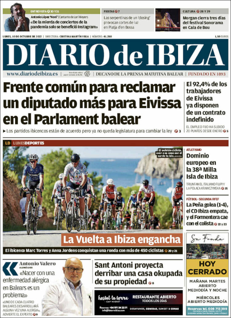 Portada de Diario de Ibiza (Espa&ntilde;a)