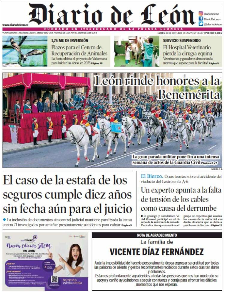 Portada de Diario de León (Espa&ntilde;a)