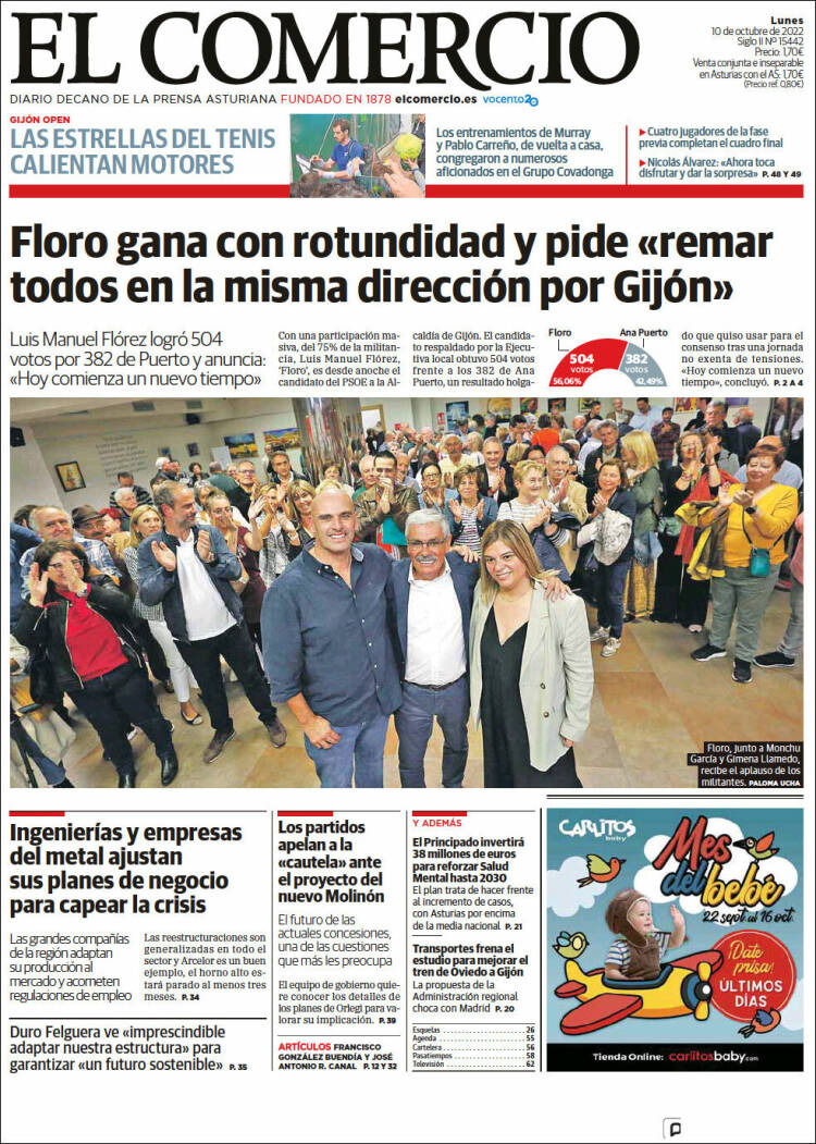 Portada de El Comercio - Gijón (Espa&ntilde;a)