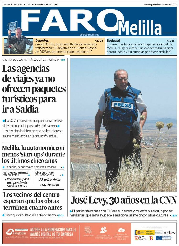 Portada de El Faro de Melilla (Espa&ntilde;a)