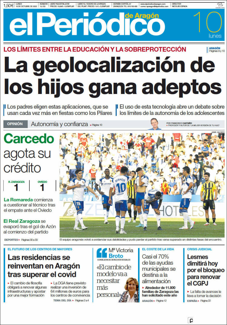 Portada de El Periódico de Aragón (Espa&ntilde;a)