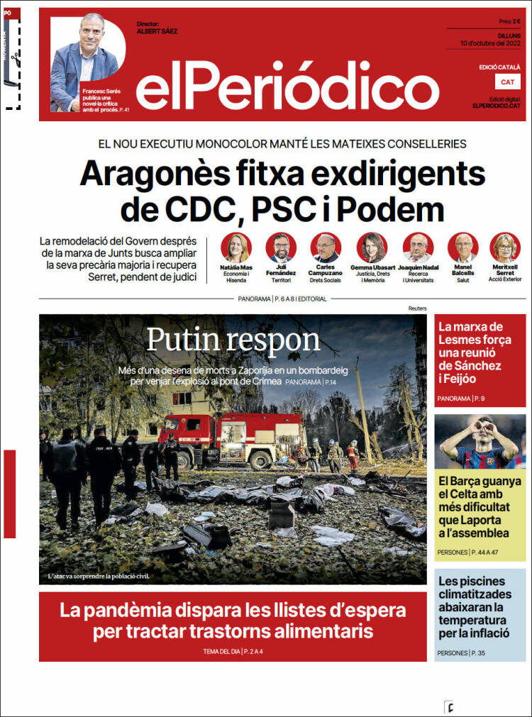 Portada de El Periódico de Catalunya (Espa&ntilde;a)