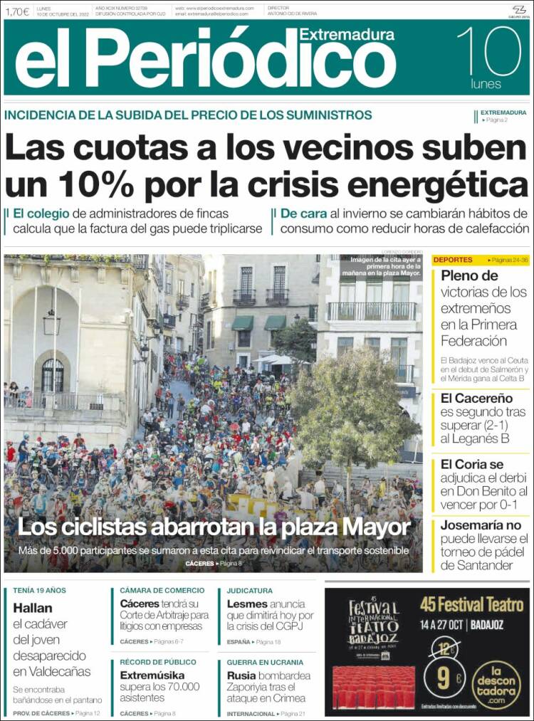 Portada de El Periódico de Extremadura (Espa&ntilde;a)