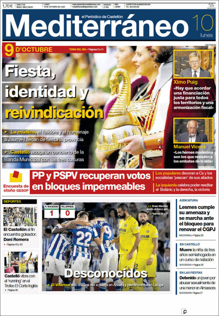 Portada de El Periódico Mediterraneo (Espa&ntilde;a)