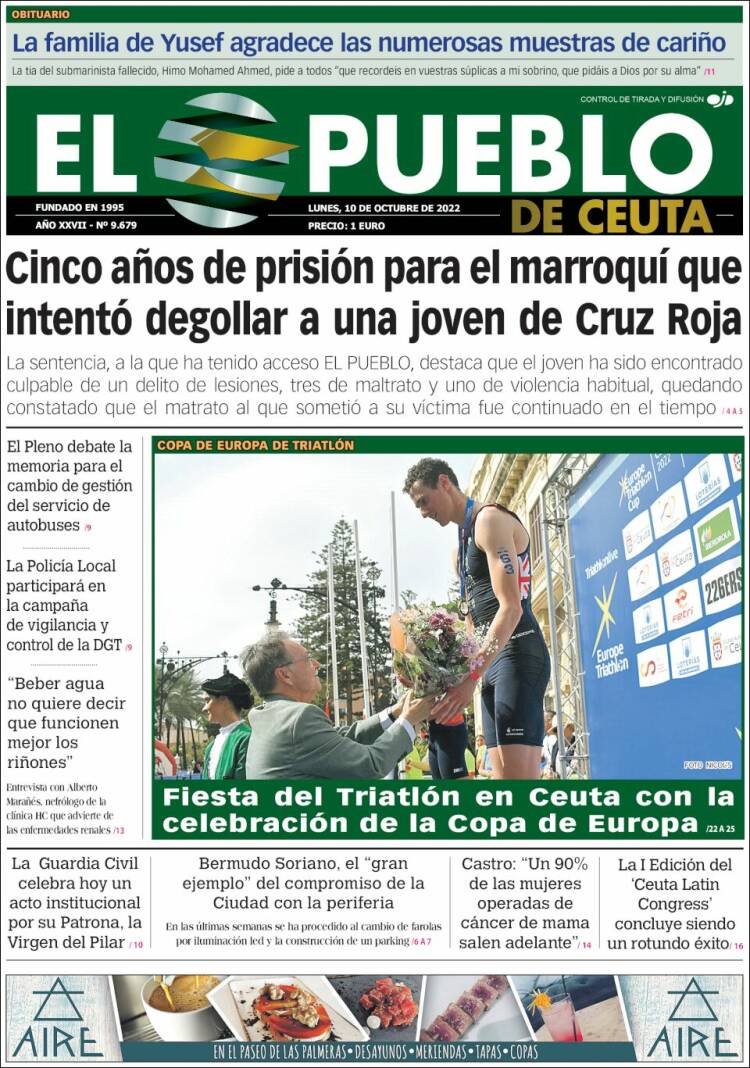 Portada de El Pueblo de Ceuta (Espa&ntilde;a)