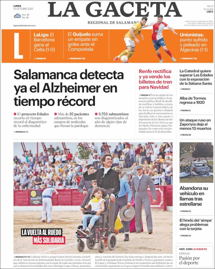 Portada de La Gaceta de Salamanca (Espa&ntilde;a)