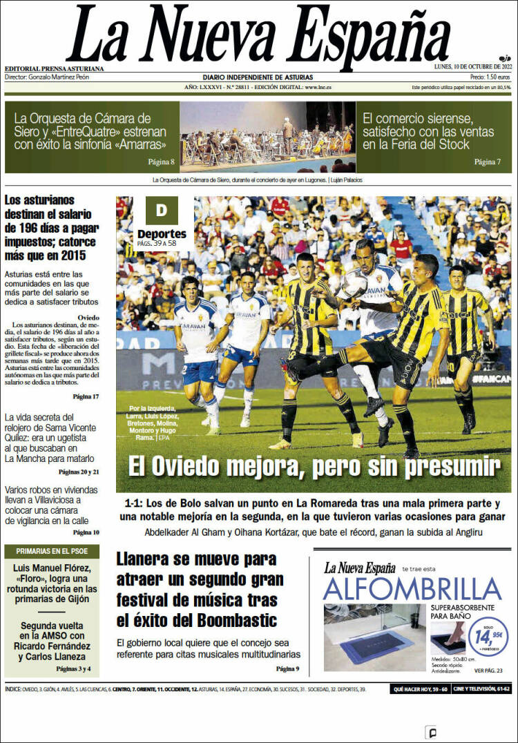 Portada de La Nueva España (Espa&ntilde;a)