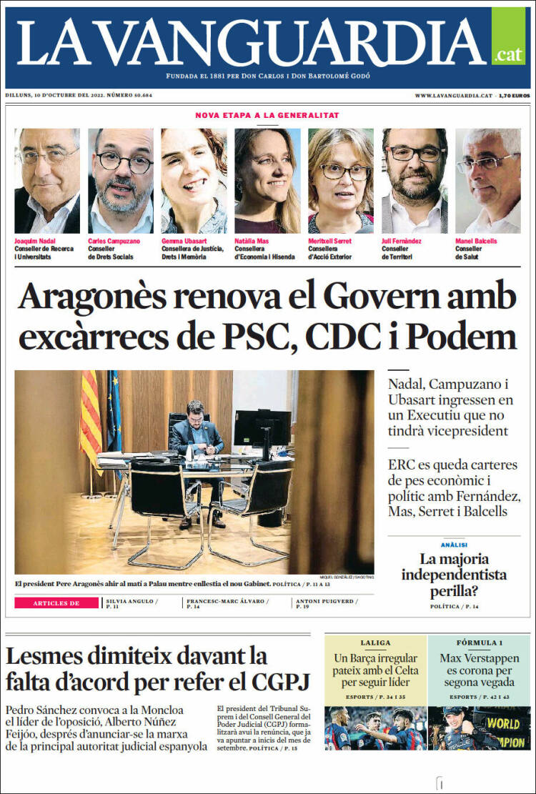 Portada de La Vanguardia (Espa&ntilde;a)