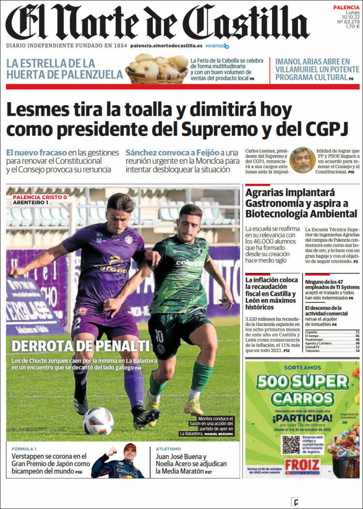 Portada de Norte de Castilla - Palencia (Espa&ntilde;a)