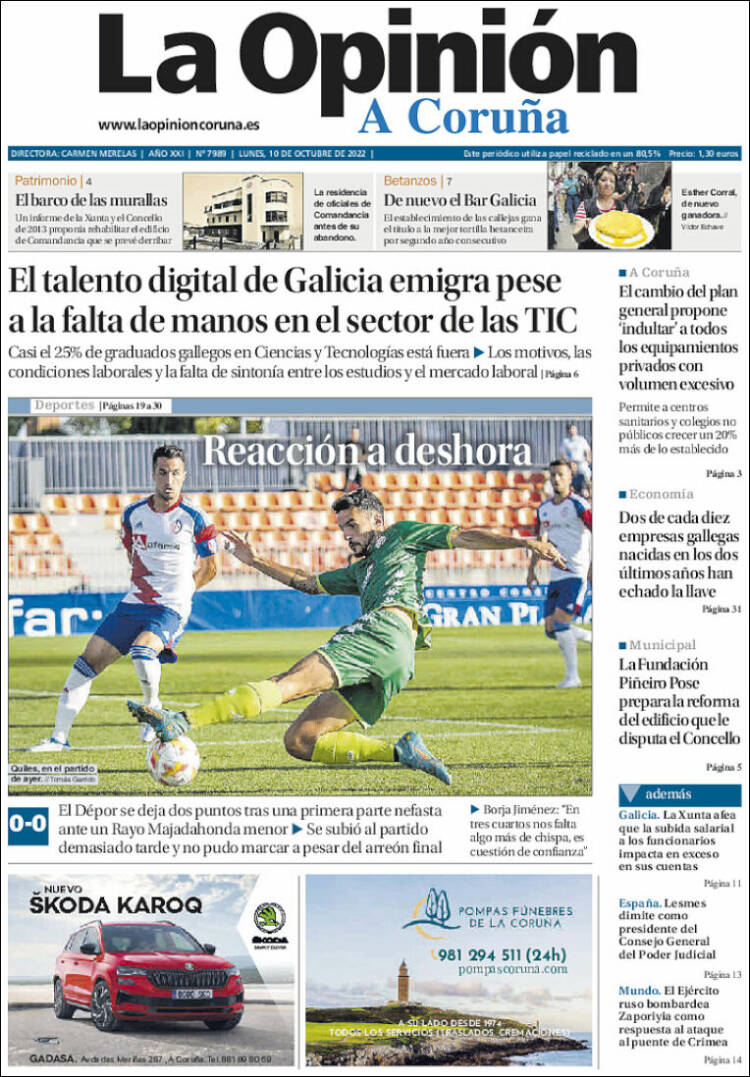 Portada de La Opinión de A Coruña (Espa&ntilde;a)