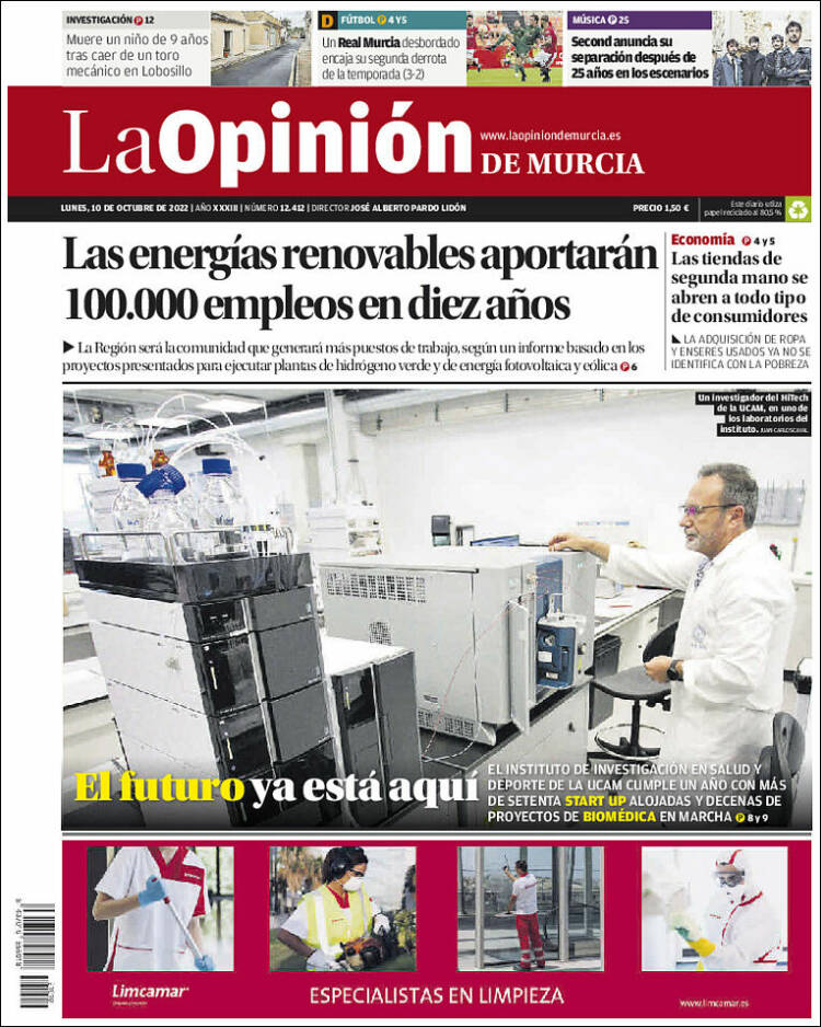 Portada de La Opinión de Murcia (Espa&ntilde;a)