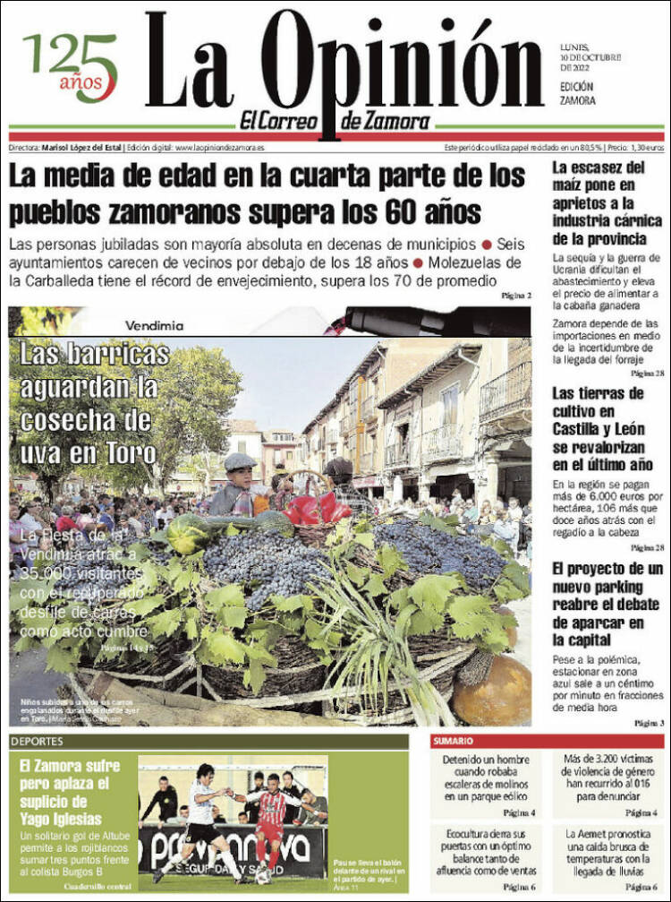 Portada de La Opinión - El Correo de Zamora (Espa&ntilde;a)